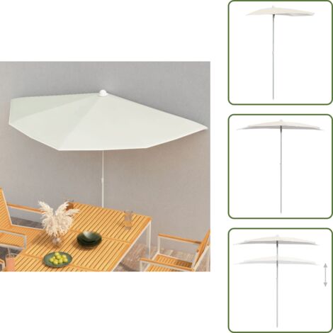 Sombrilla UV - vidaXL Sombrilla de jardín semicircular con palo arena 180x90 cm - Sombrilla de jardín con palo