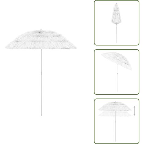 Sombrilla UV - vidaXL Sombrilla de playa Hawaii blanco 180 cm - Sombrilla ajustable