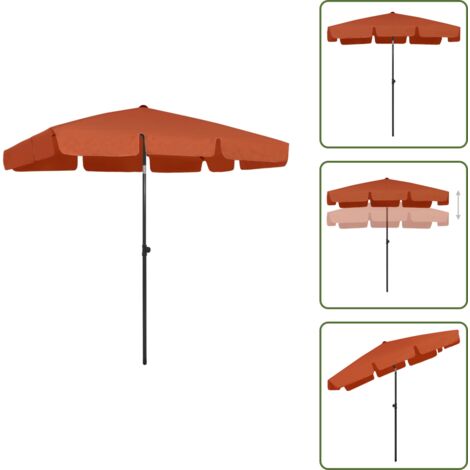 Sombrilla UV - vidaXL Sombrilla de playa terracota 200x125 cm - Sombrilla con inclinación