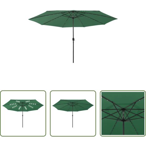 Sombrilla verde -  Sombrilla de jardín con luces LED verde 400 cm