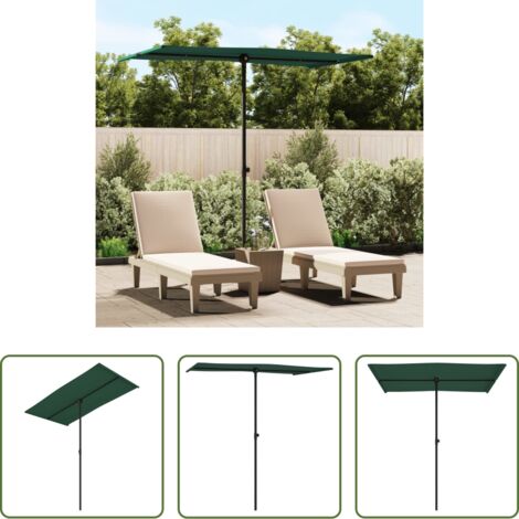 Sombrilla verde -  Sombrilla de jardín con palo de aluminio verde 180x110 cm