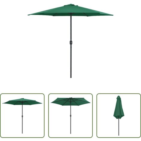 Sombrilla verde -  Sombrilla de jardín con palo de aluminio verde 270x246 cm