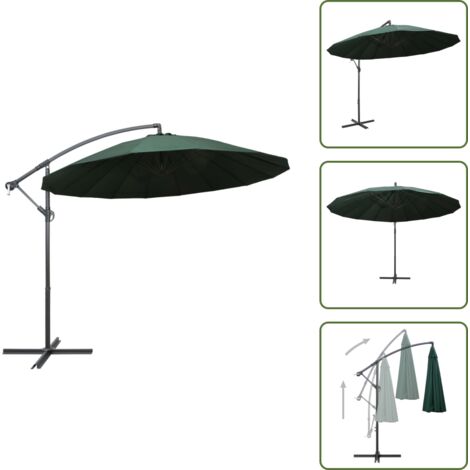 Sombrilla verde - vidaXL Sombrilla colgante con palo de aluminio verde 3 m - Sombrilla con aluminio