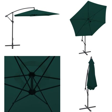 Sombrilla voladiza 3 m verde - Protección solar - Sombrilla verde