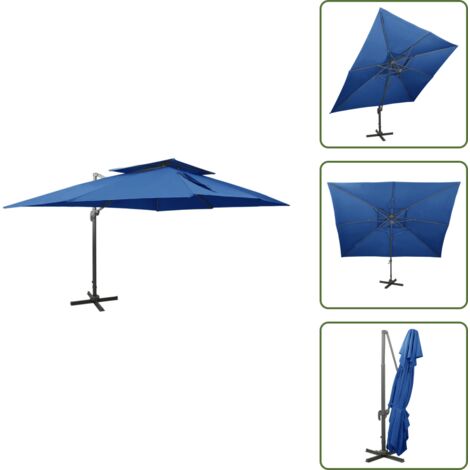 Sombrilla voladiza con cubierta doble azul azure 400x300 cm