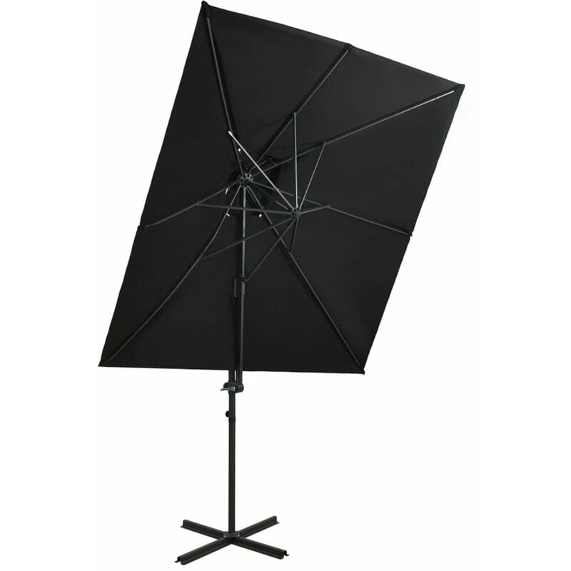 

Sombrilla voladiza con cubierta doble negra 250x250 cm