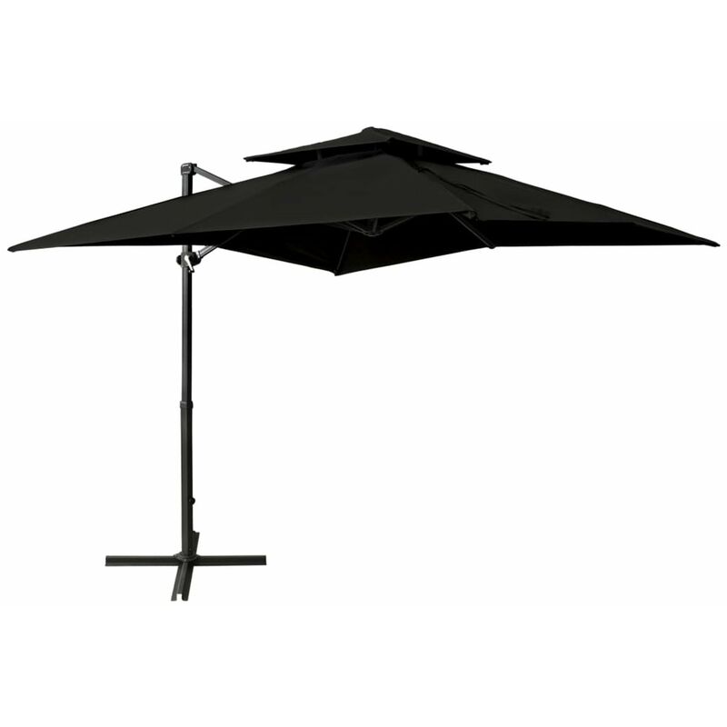 

Sombrilla voladiza con cubierta doble negro 250x250 cm