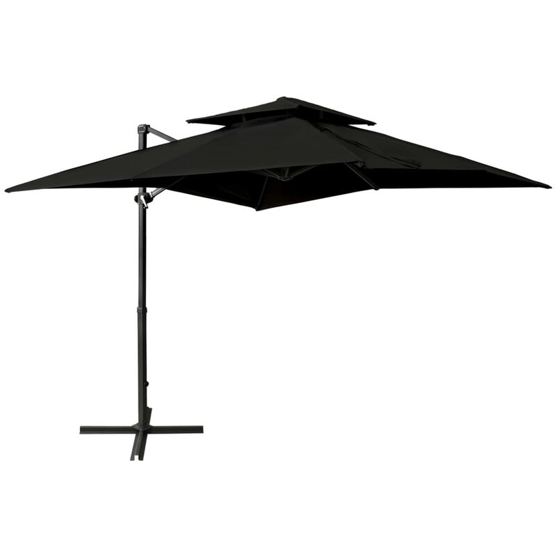 

Sombrilla voladiza con cubierta doble negro 250x250 cm