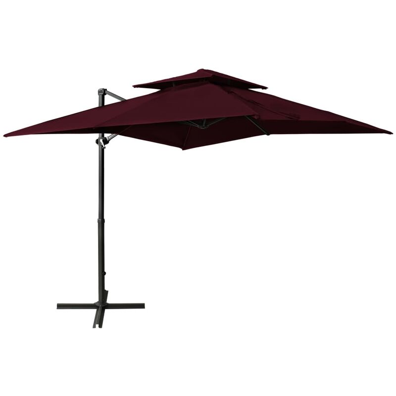 

Sombrilla voladiza con cubierta doble rojo burdeos 250x250 cm