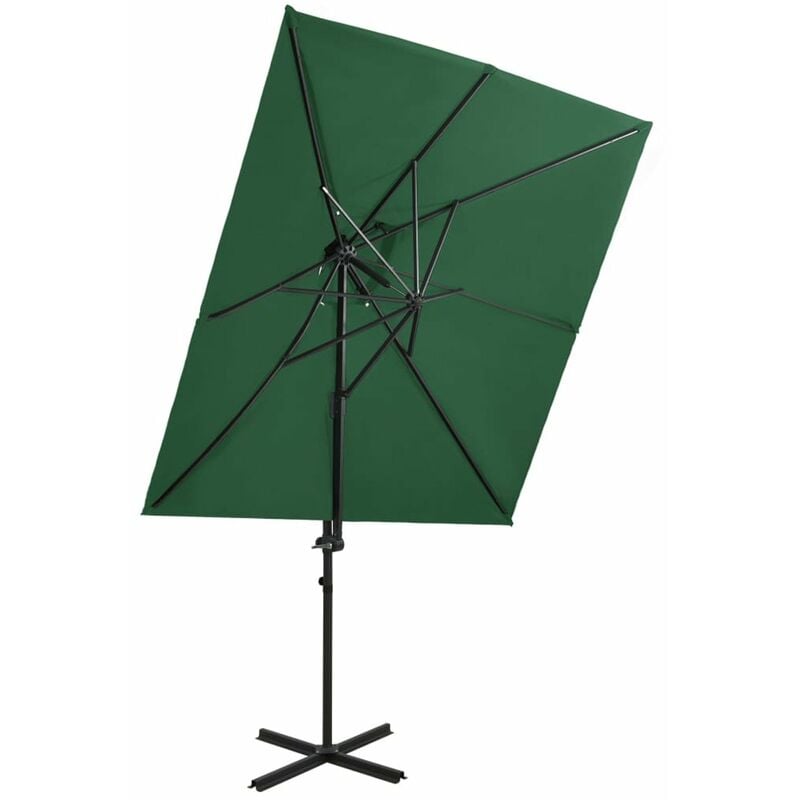 

Sombrilla voladiza con cubierta doble verde 250x250 cm