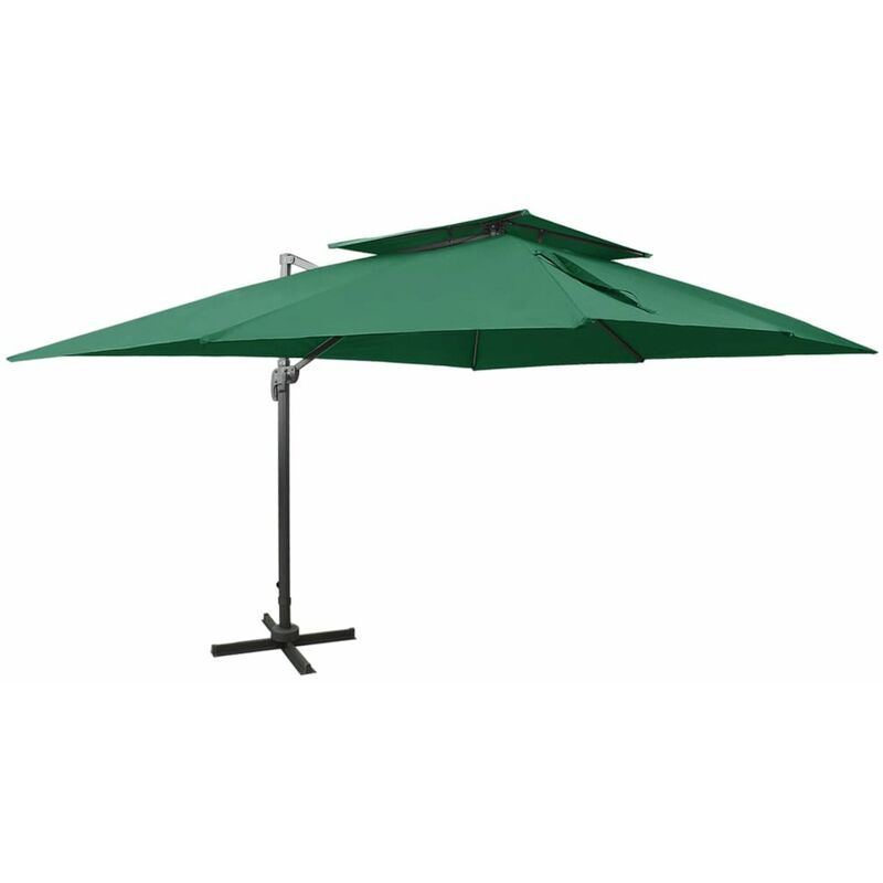 

Sombrilla voladiza con cubierta doble verde 400x300 cm