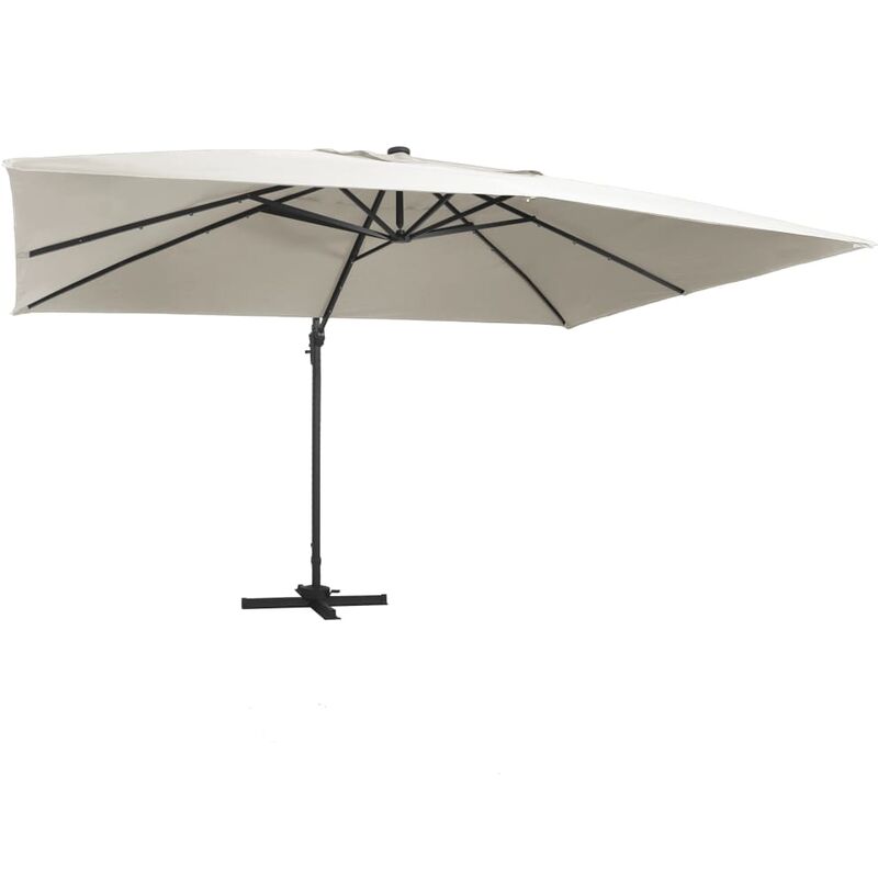 

Sombrilla voladiza con LED y poste de aluminio arena 400x300 cm
