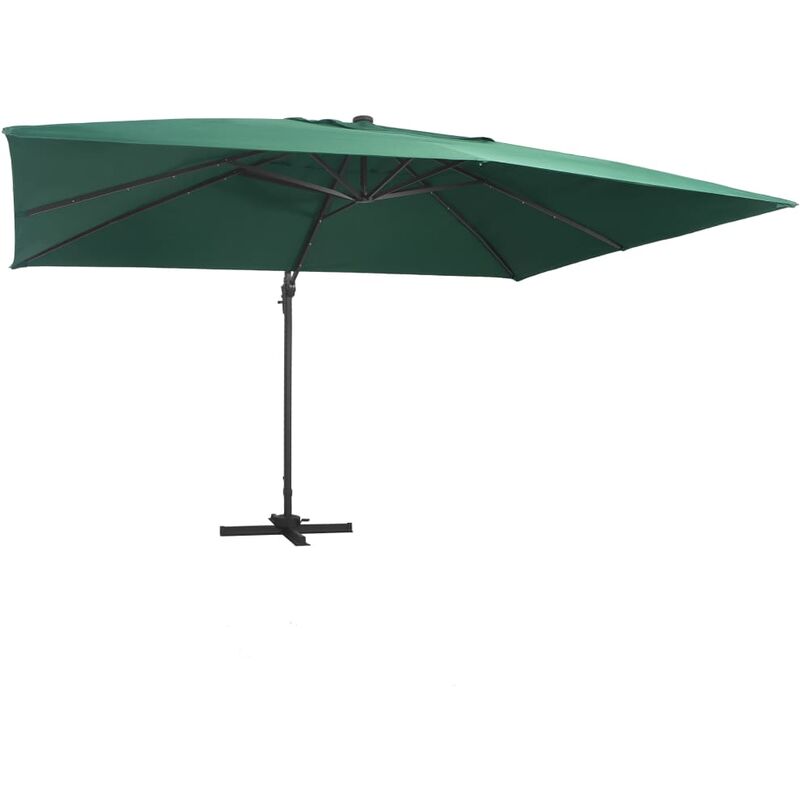 

Sombrilla voladiza con LED y poste de aluminio verde 400x300 cm
