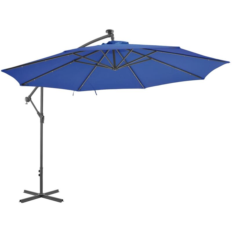 

Sombrilla voladiza con luces LED azul 350 cm