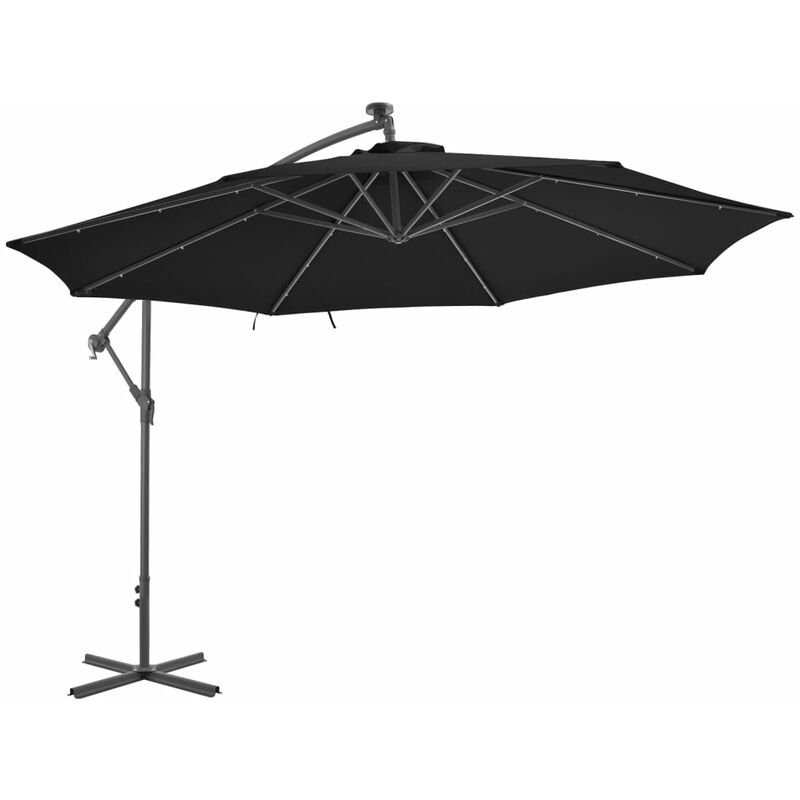 

Sombrilla voladiza con luces LED negra 350 cm