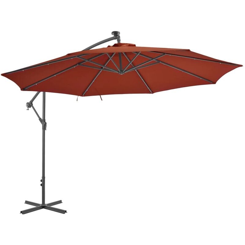 

Sombrilla voladiza con luces LED terracota 350 cm