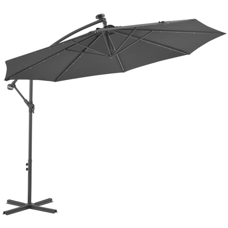 

Sombrilla voladiza con luces LED y poste acero 300 cm antracita