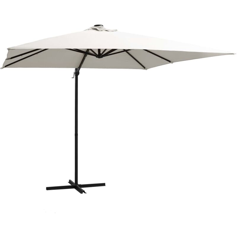 

Sombrilla voladiza con luces LED y poste acero arena 250x250 cm