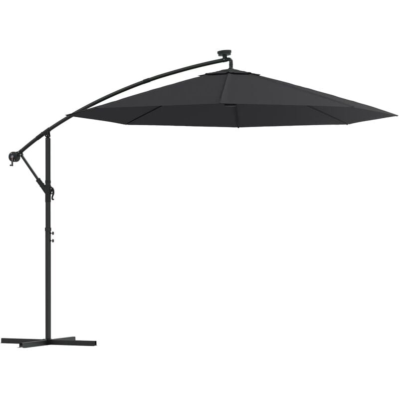 

Youthup - Sombrilla voladiza con luces LED y poste acero negra 300 cm - Negro