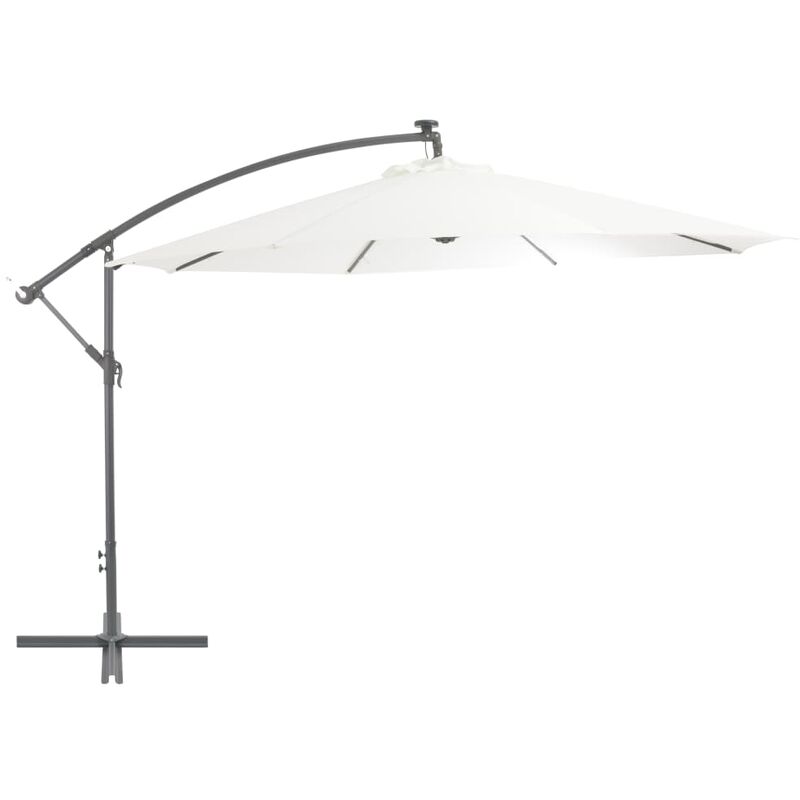 

Sombrilla voladiza con luces LED y poste de metal 350 cm arena