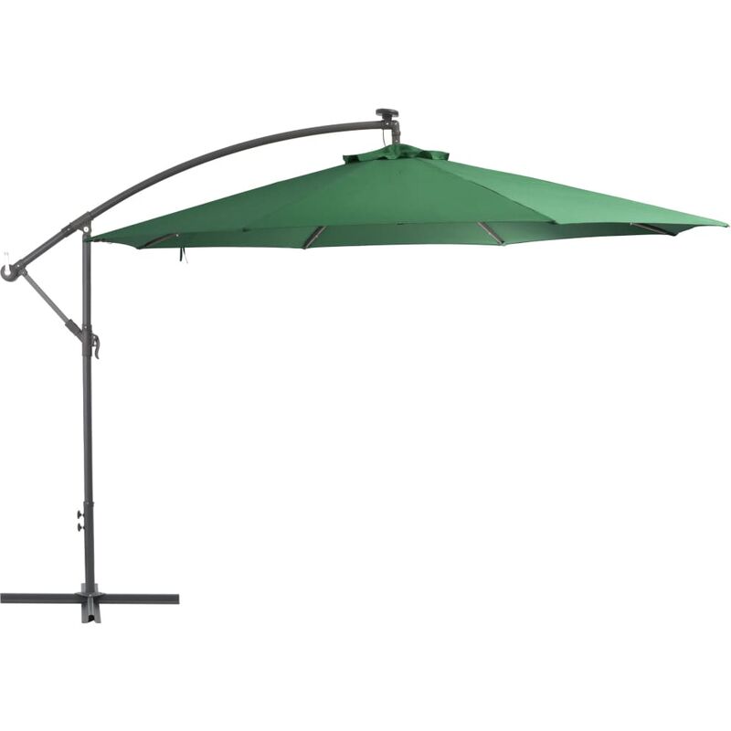 

Sombrilla voladiza con luces LED y poste de metal 350 cm verde