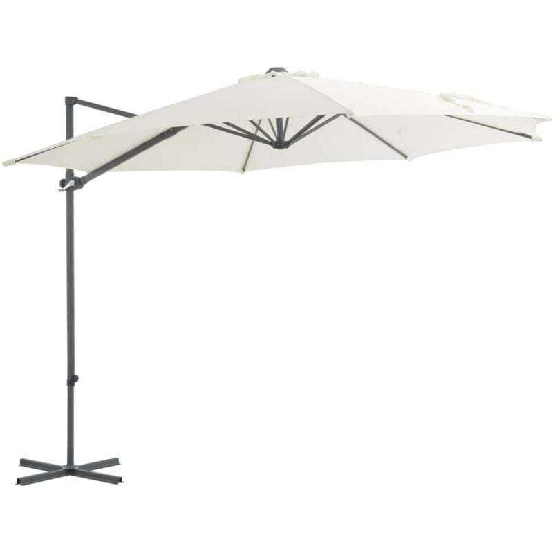 

vidaXL Sombrilla voladiza con poste de acero arena 300 cm - Beige