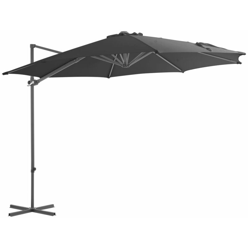 

vidaXL Sombrilla voladiza con poste de acero gris antracita 300 cm - Antracita