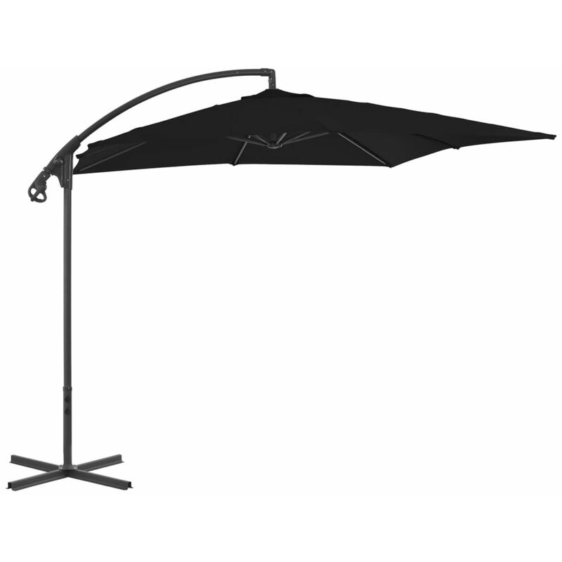 

Happyshopping - Sombrilla voladiza con poste de acero negro 250x250 cm