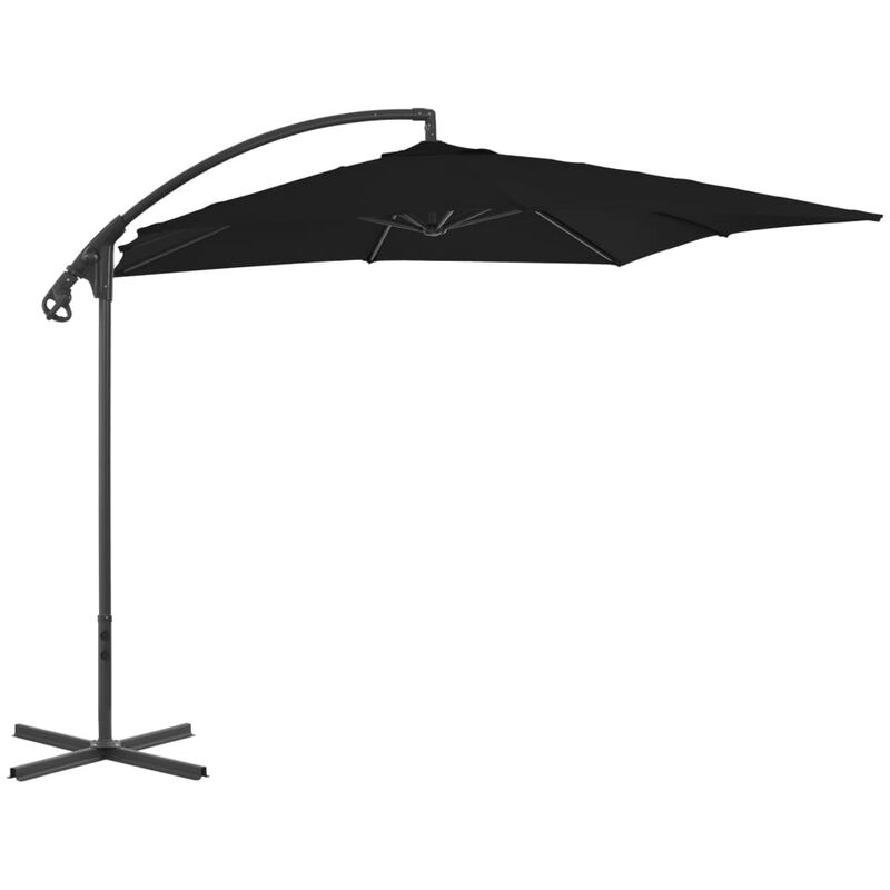 

Youthup - Sombrilla voladiza con poste de acero negro 250x250 cm - Negro