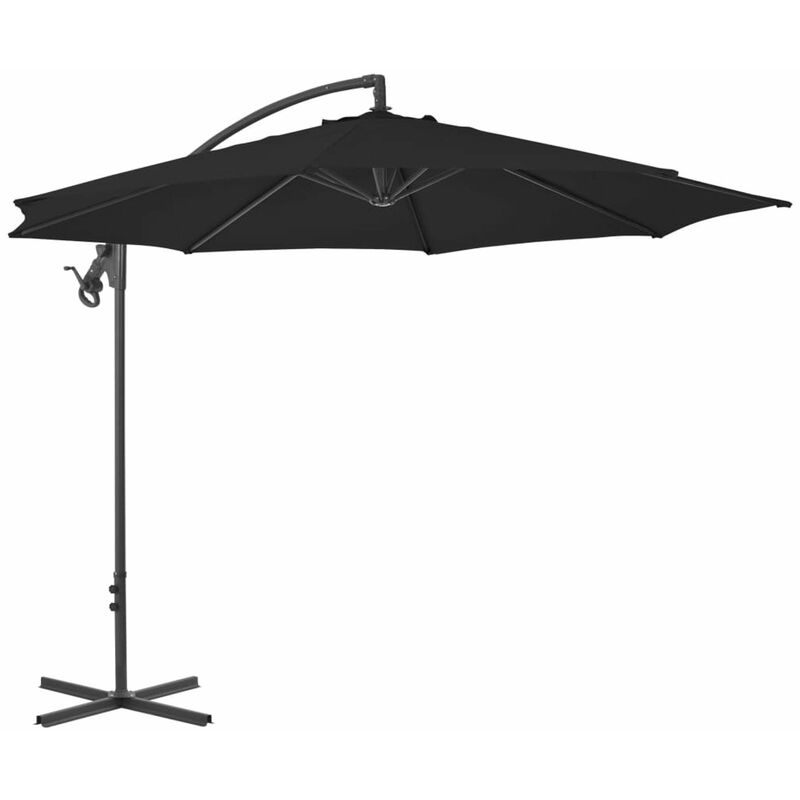 

Sombrilla voladiza con poste de acero negro 300 cm