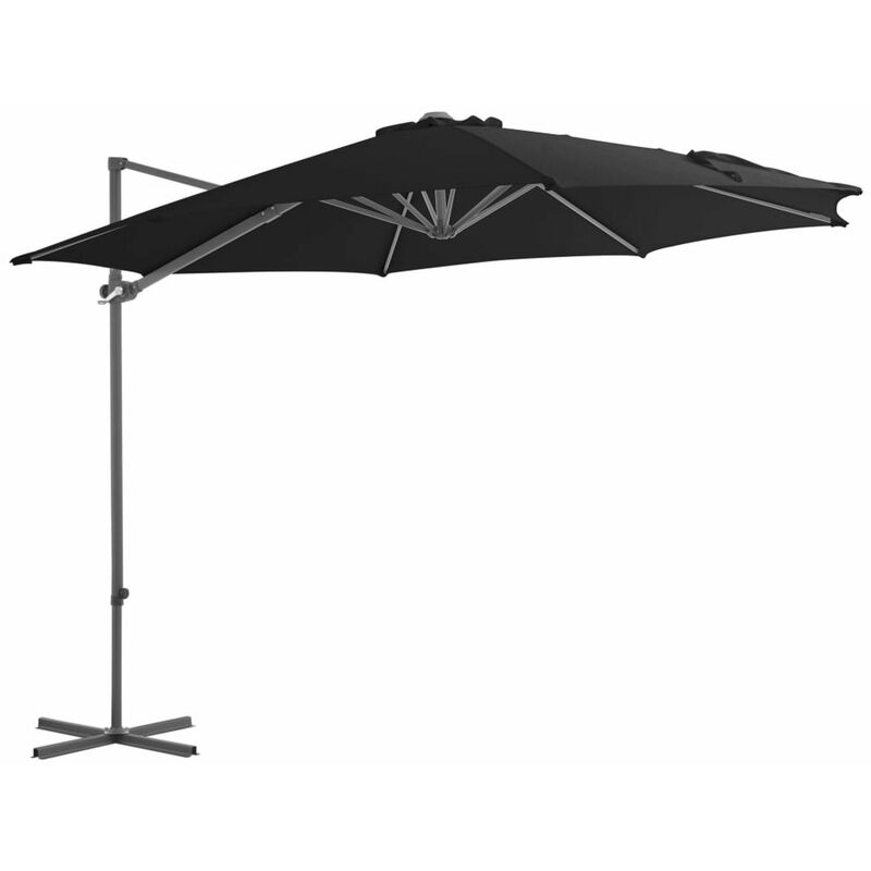 

Sombrilla voladiza con poste de acero negro 300 cm