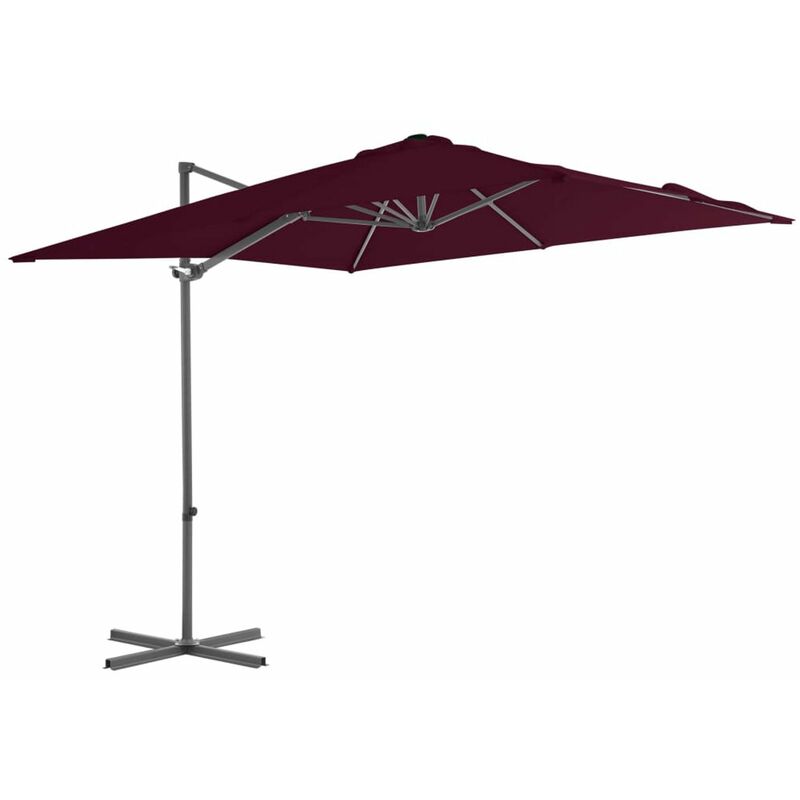 

Sombrilla voladiza con poste de acero rojo burdeos 250x250 cm