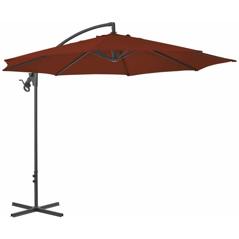 

Sombrilla voladiza con poste de acero terracota 300 cm