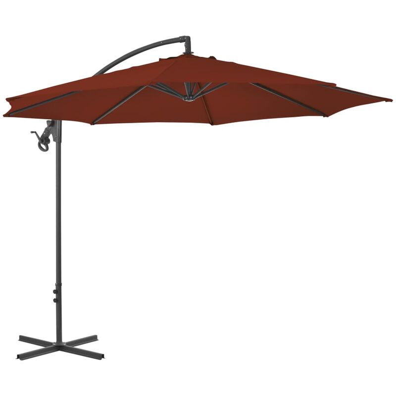 

Sombrilla voladiza con poste de acero terracota 300 cm