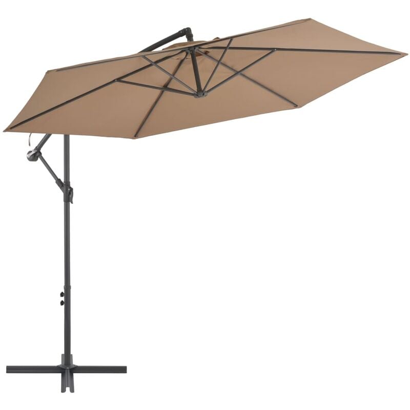 

Sombrilla voladiza con poste de aluminio 300 cm gris topo