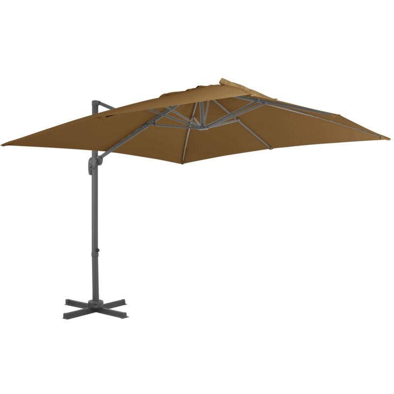 

vidaXL Sombrilla voladiza con poste de aluminio 300x300 cm gris topo - Gris Topo