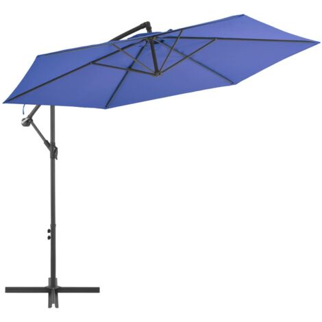 Sombrilla voladiza con poste de aluminio azul 300 cm