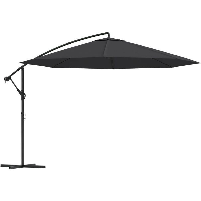 

vidaXL Sombrilla voladiza con poste de aluminio negro 350 cm - Negro