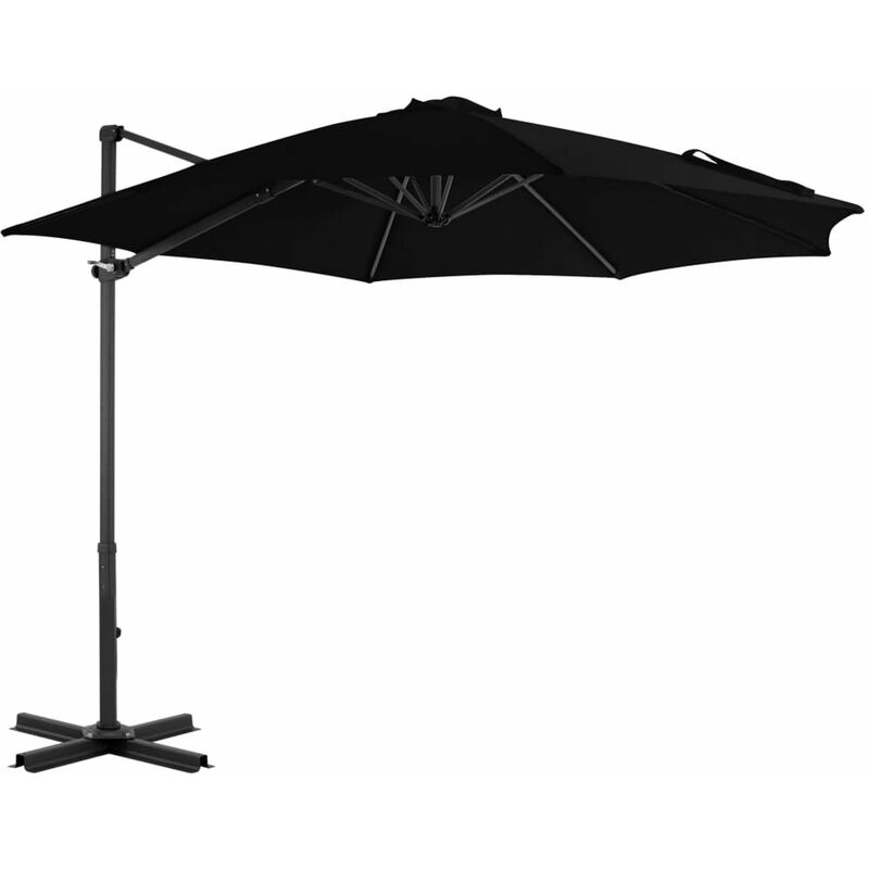 

Sombrilla voladiza con poste de aluminio negro 300 cm