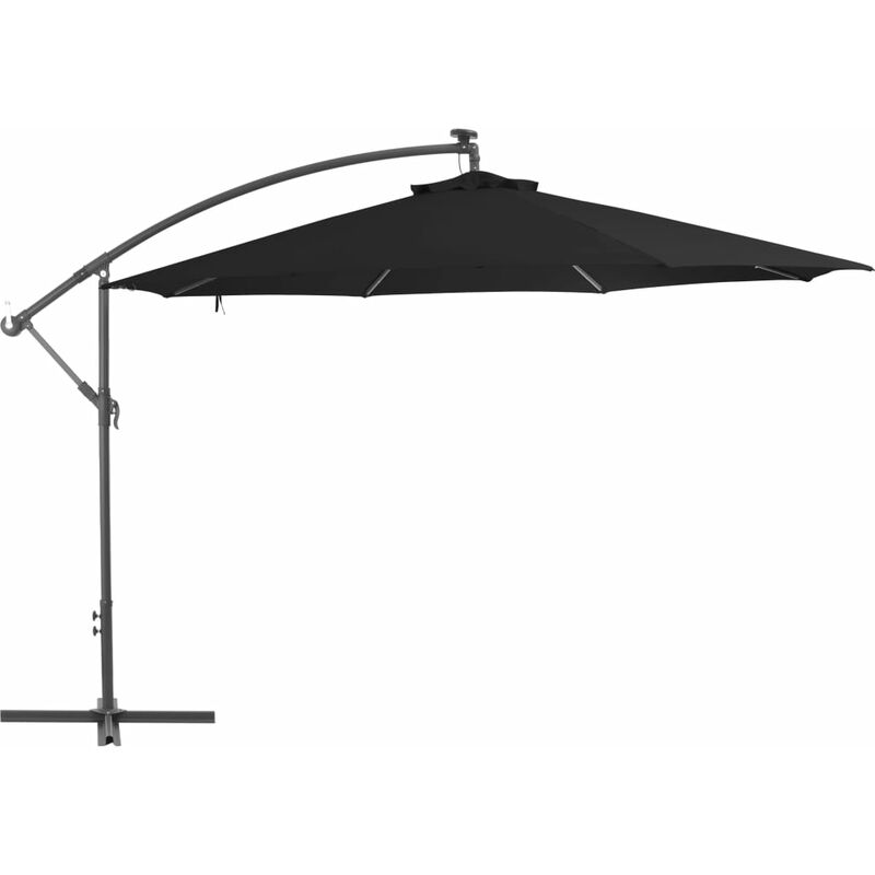 

Sombrilla voladiza con poste de aluminio negro 350 cm