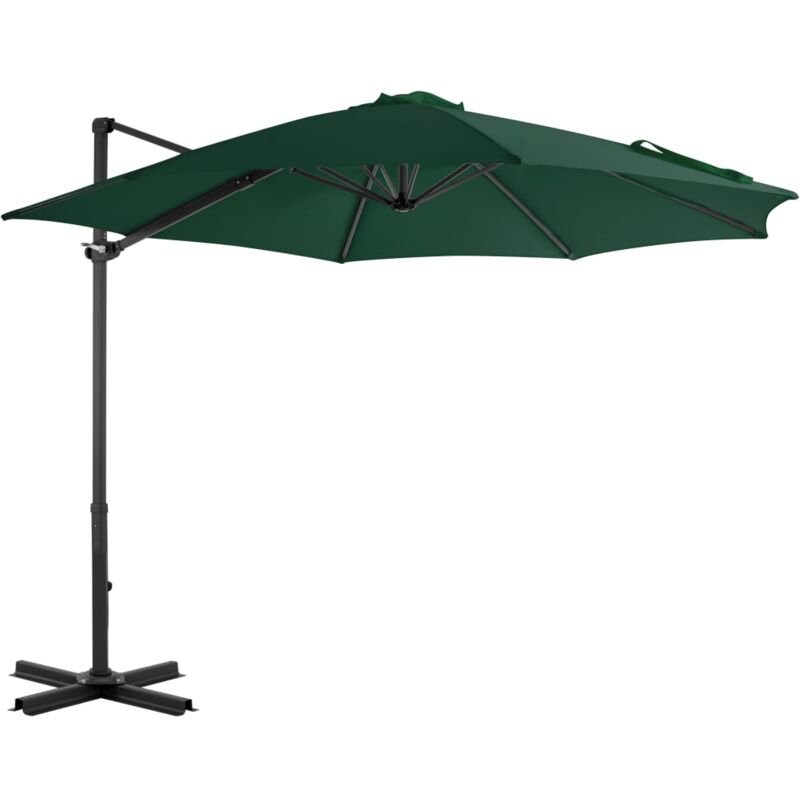 

vidaXL Sombrilla voladiza con poste de aluminio verde 300 cm - Verde