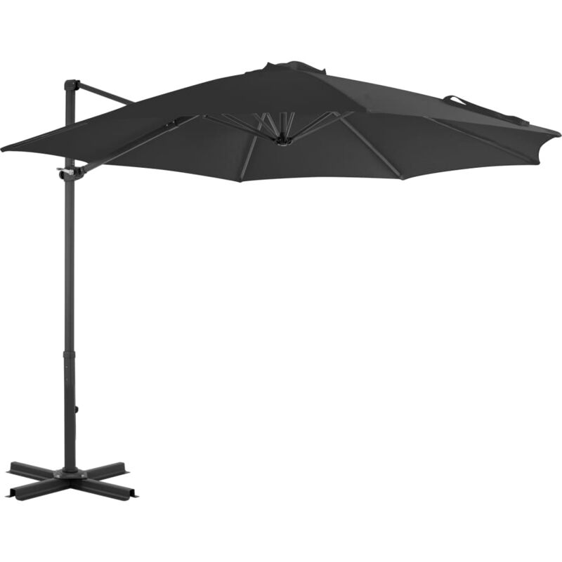 

vidaXL Sombrilla voladiza con poste de aluminio gris antracita 300 cm - Antracita
