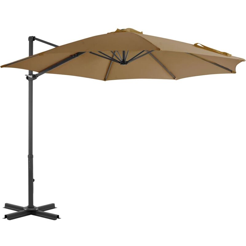

vidaXL Sombrilla voladiza con poste de aluminio gris topo 300 cm - Gris Topo
