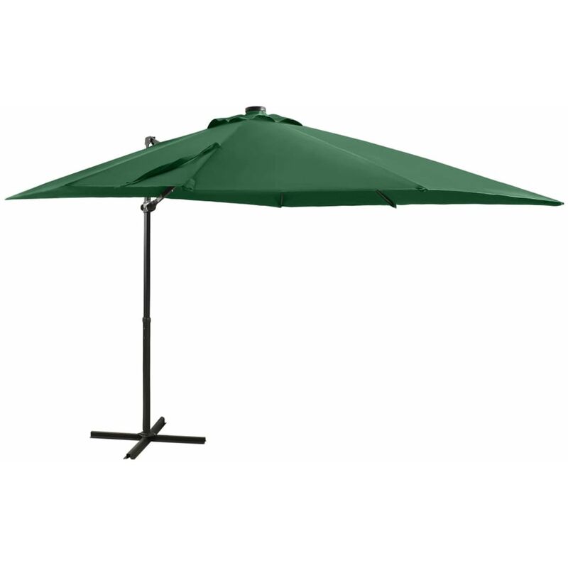 

Sombrilla voladiza con poste y luces LED 250 cm verde