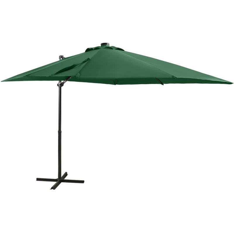 

Sombrilla voladiza con poste y luces LED 250 cm verde