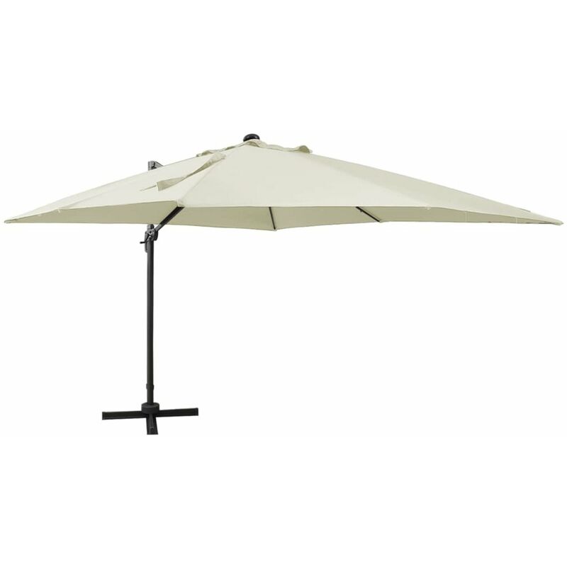 

Happyshopping - Sombrilla voladiza con poste y luces LED 300 cm arena