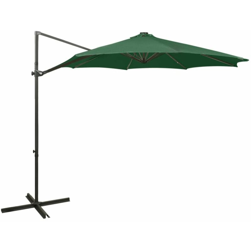 

Sombrilla voladiza con poste y luces LED 300 cm verde