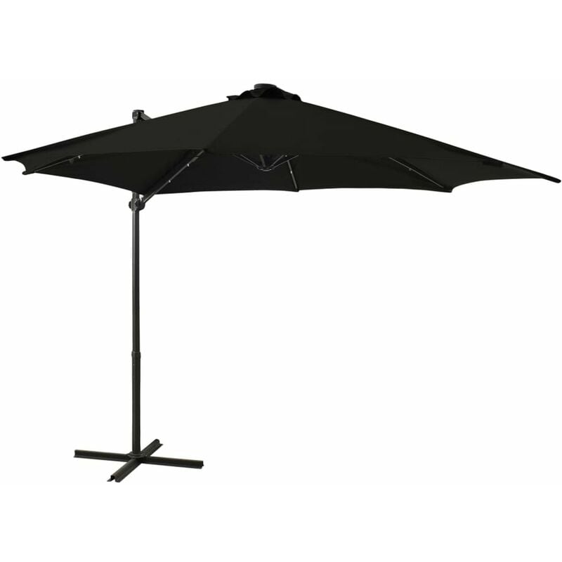 

Sombrilla voladiza con poste y luces LED negro 300 cm