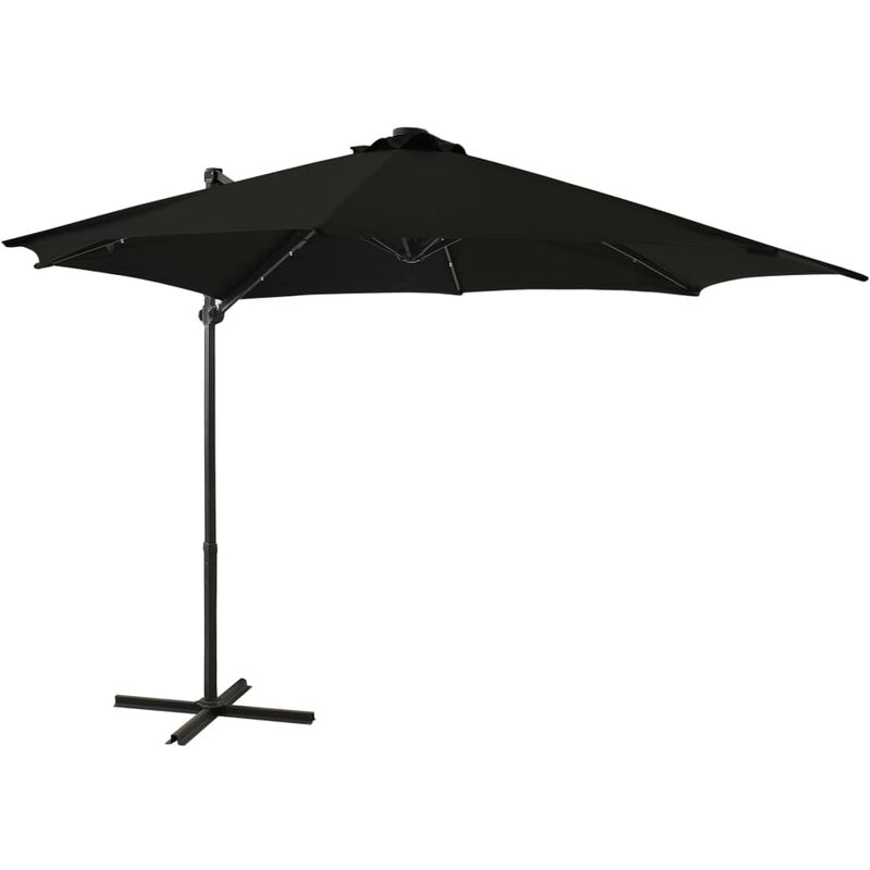 

Sombrilla voladiza con poste y luces LED negro 300 cm