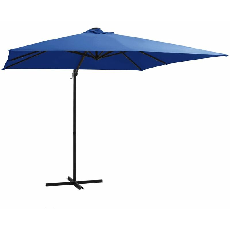 

Sombrilla voladiza luces LED poste acero azul azure 250x250 cm